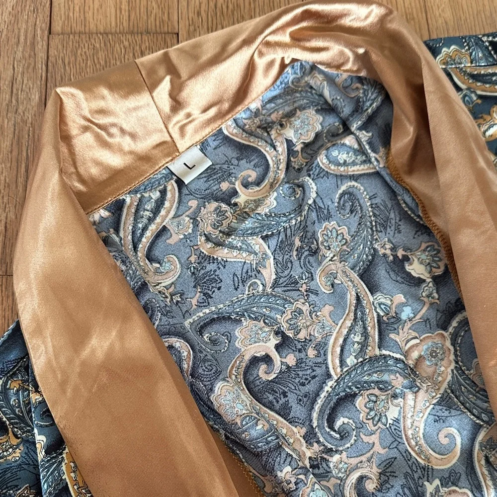 Blue Paisley Satin-Trim Robe - Picture 2 of 3